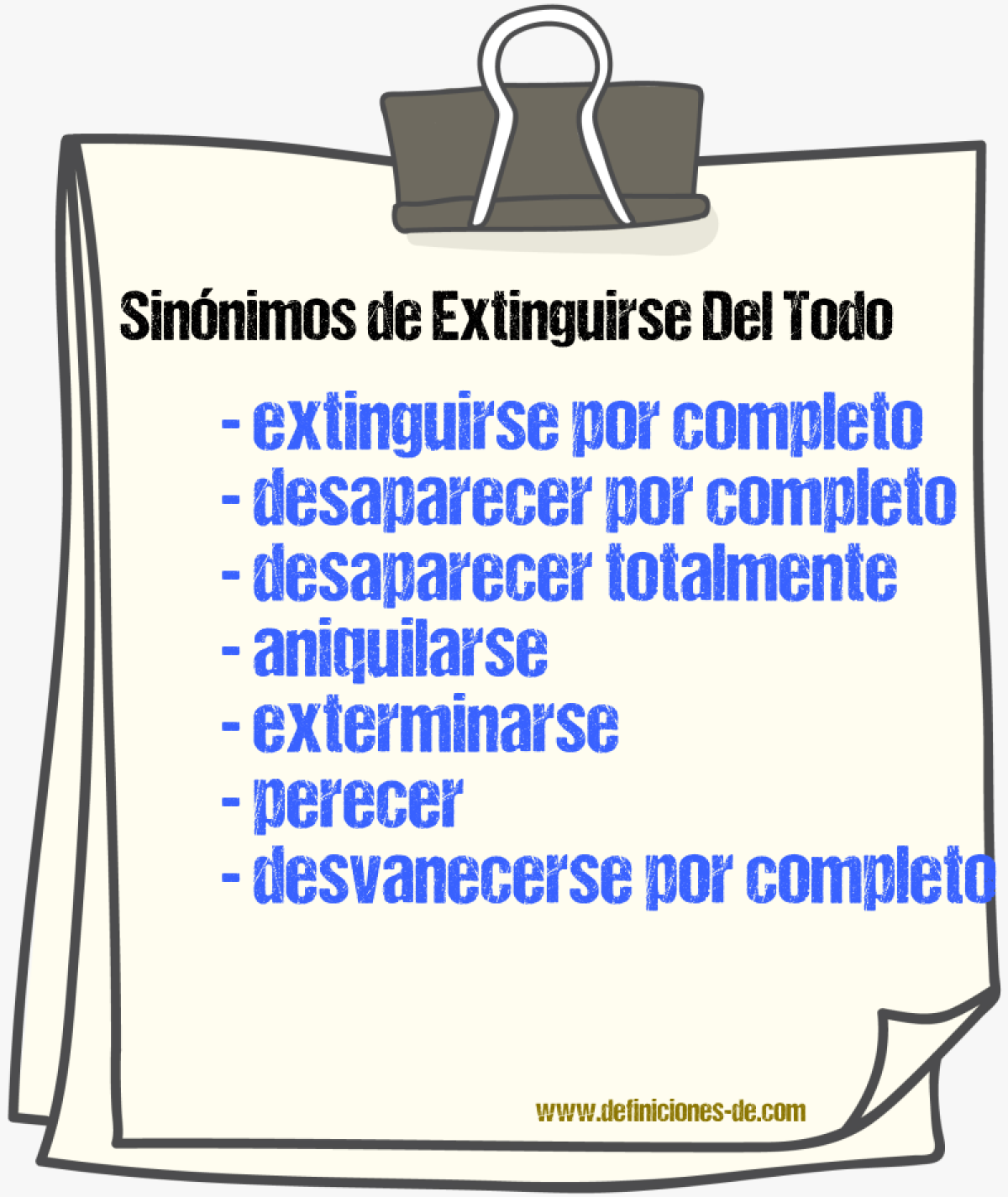 Sinónimos de extinguirse del todo