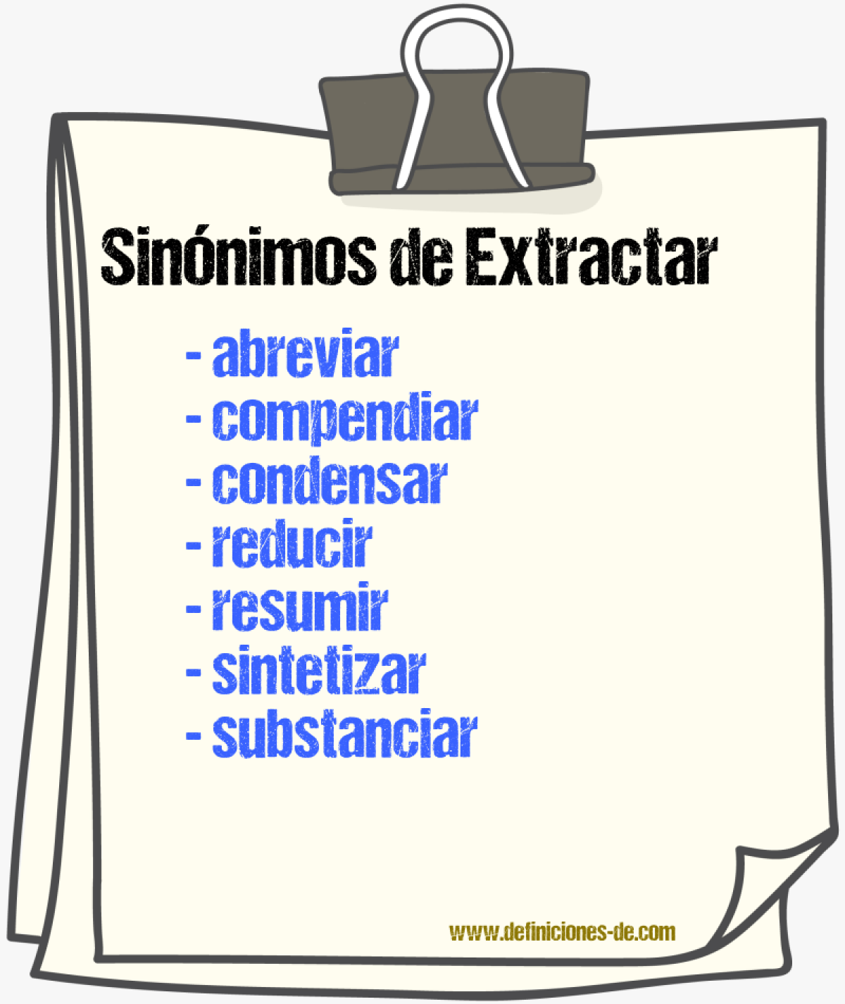 Sinnimos de extractar