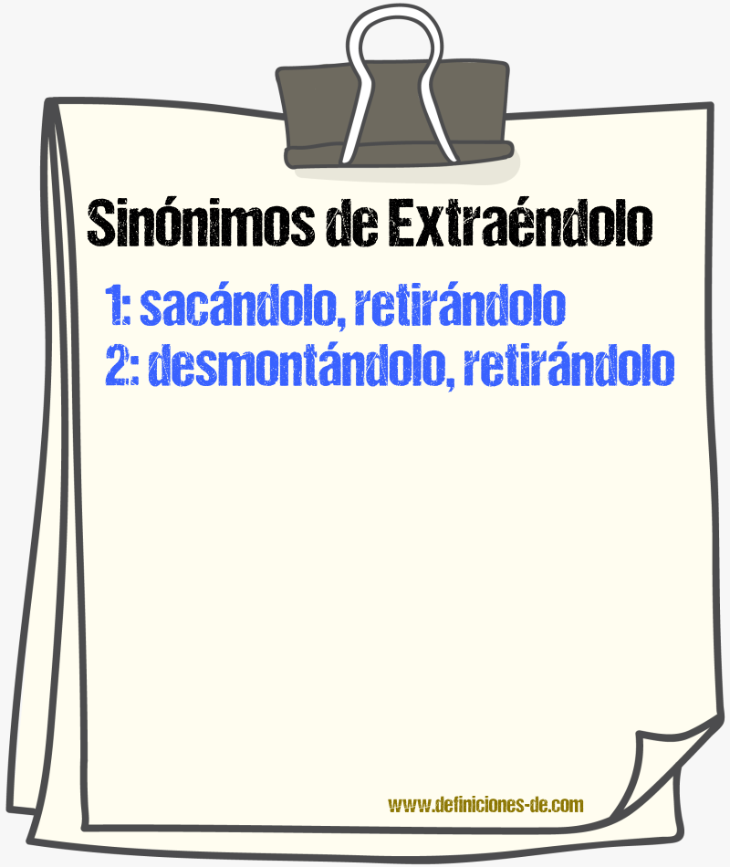 Sinónimos de extraéndolo