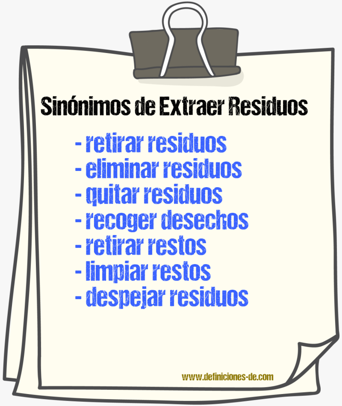 Sinónimos de extraer residuos