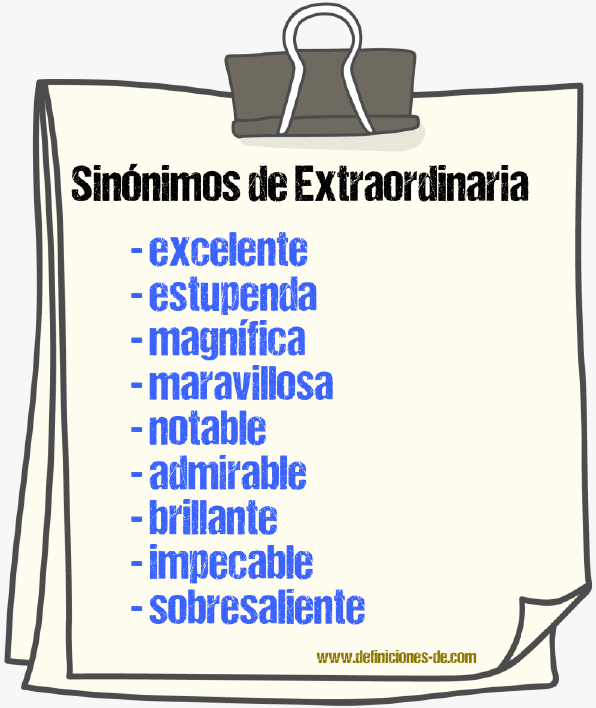 Sinónimos de extraordinaria