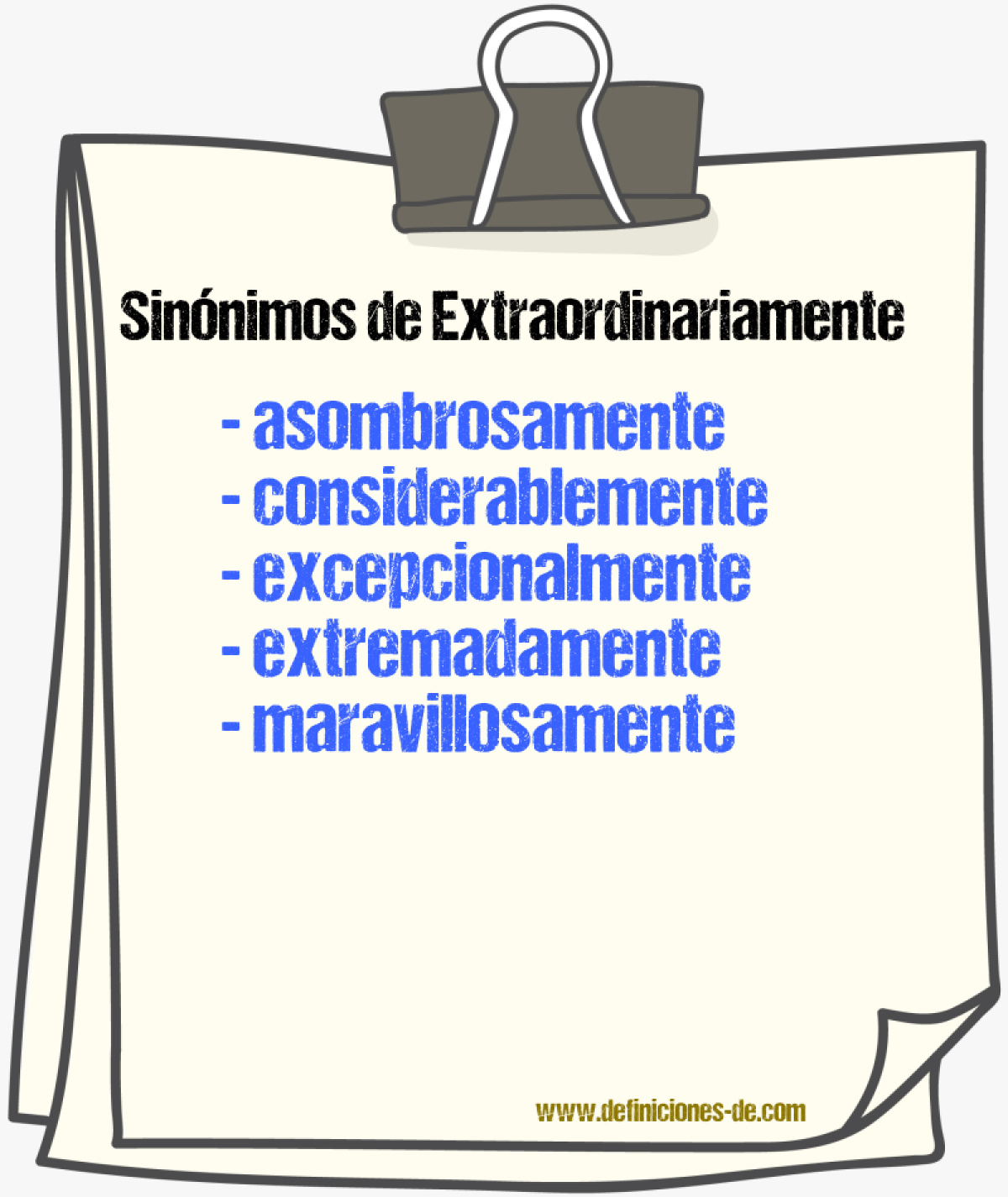 Sinnimos de extraordinariamente