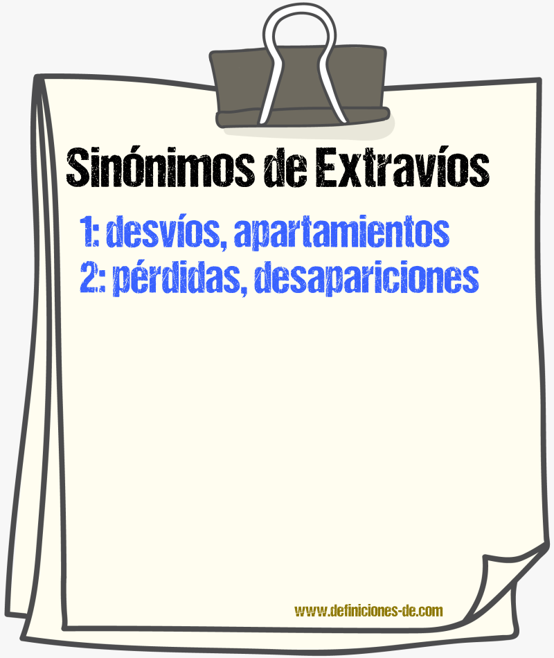 Sinónimos de extravíos