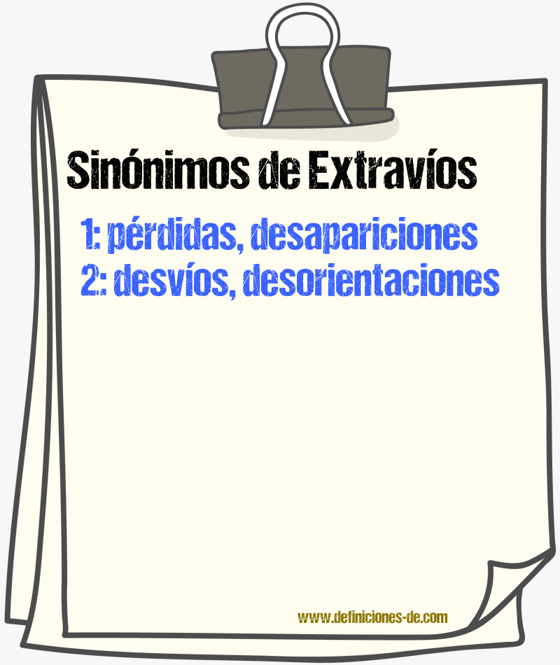 Sinónimos de extravíos