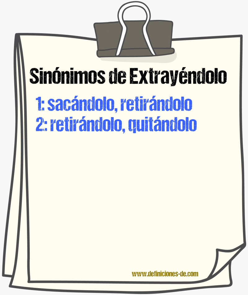 Sinónimos de extrayéndolo