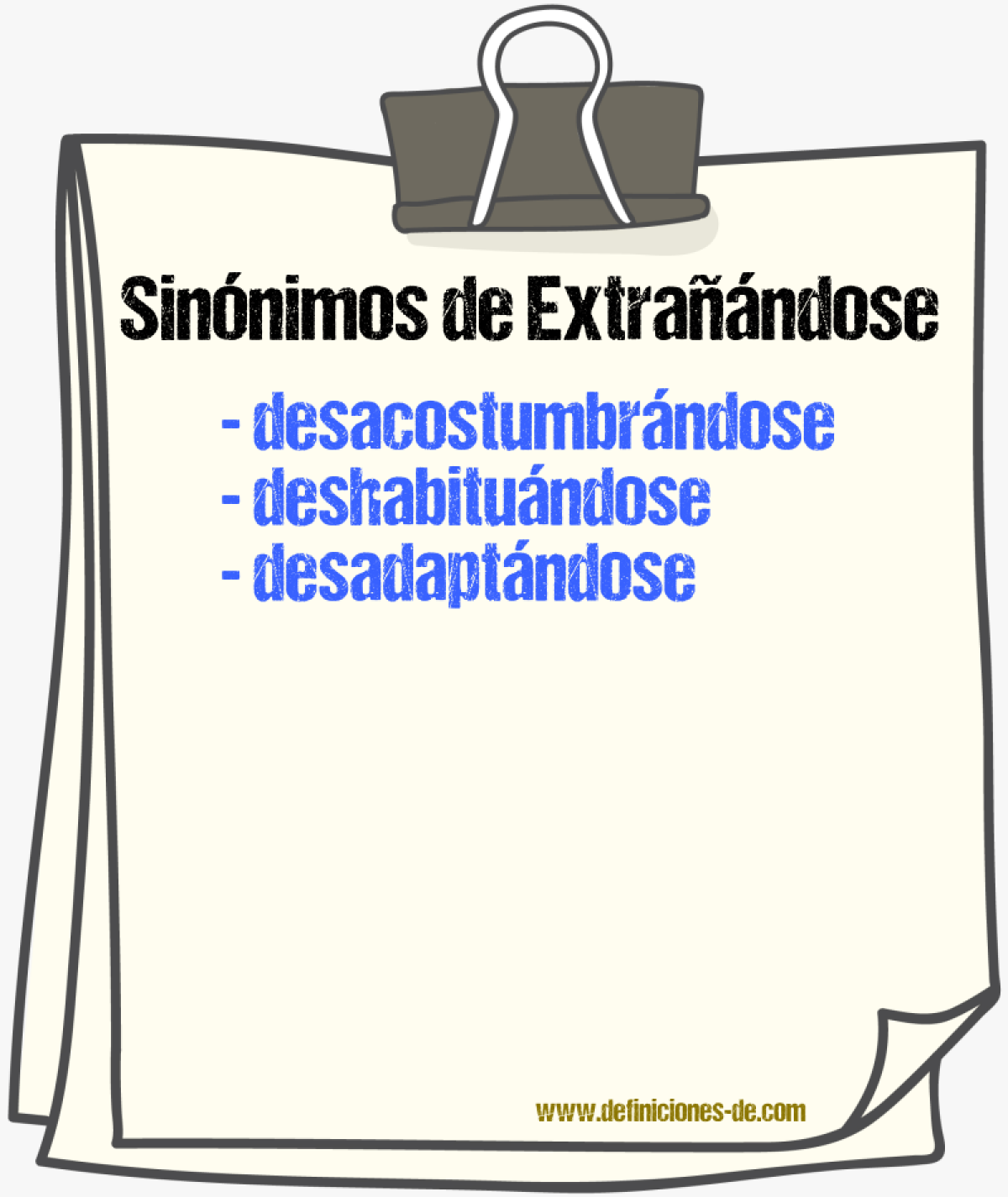 Sinónimos de extrañándose