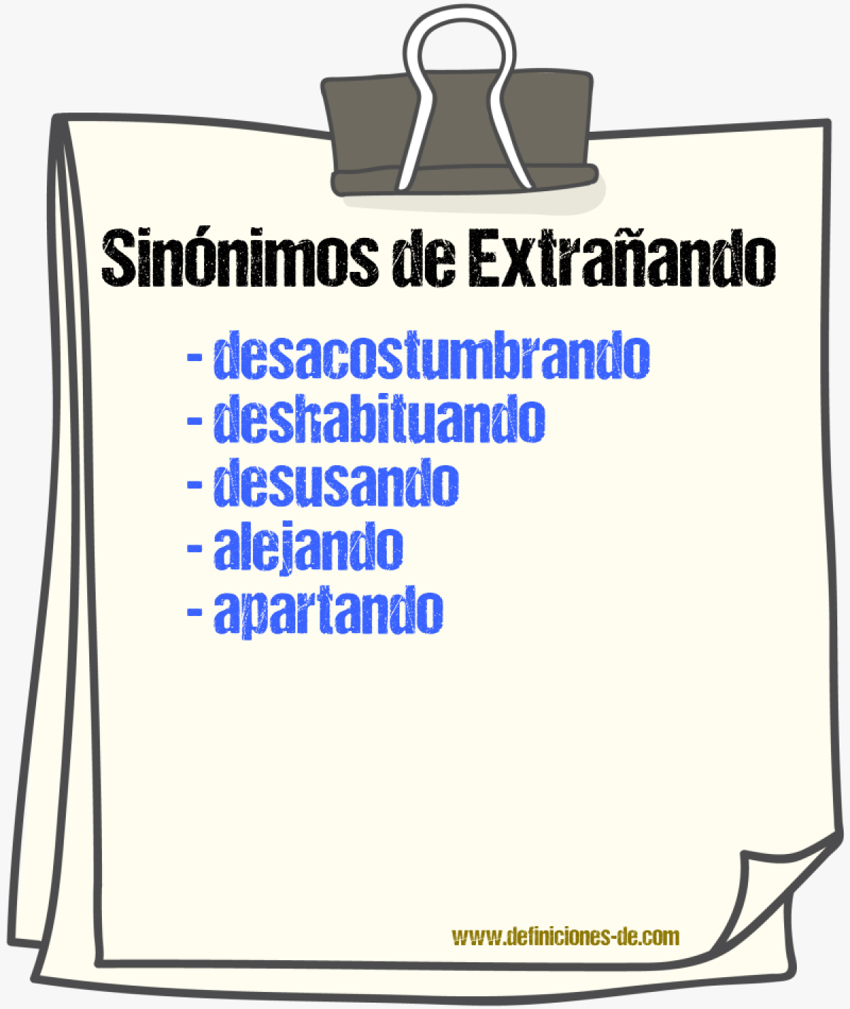 Sinónimos de extrañando