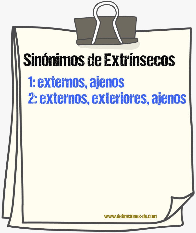 Sinónimos de extrínsecos