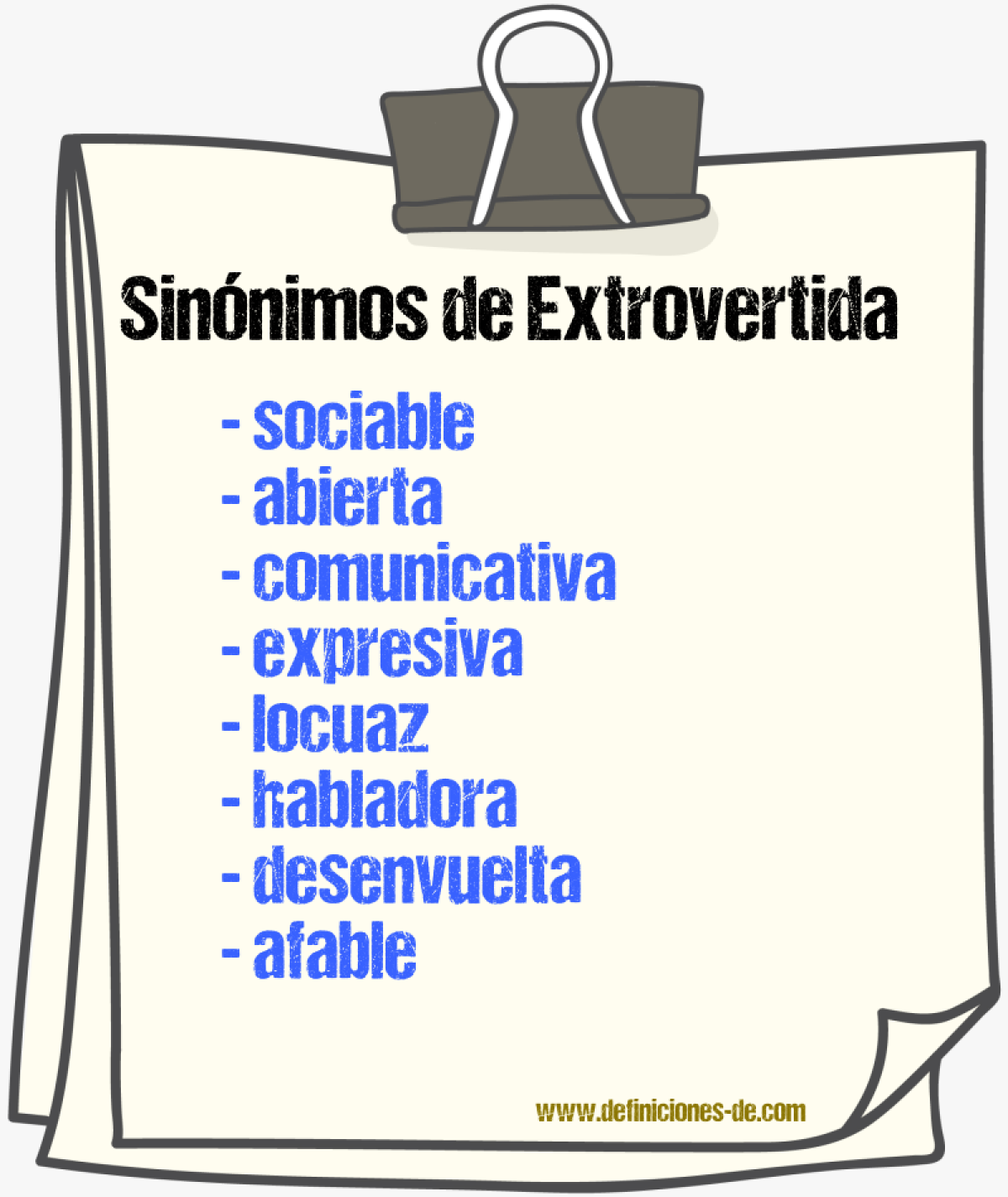 Sinónimos de extrovertida