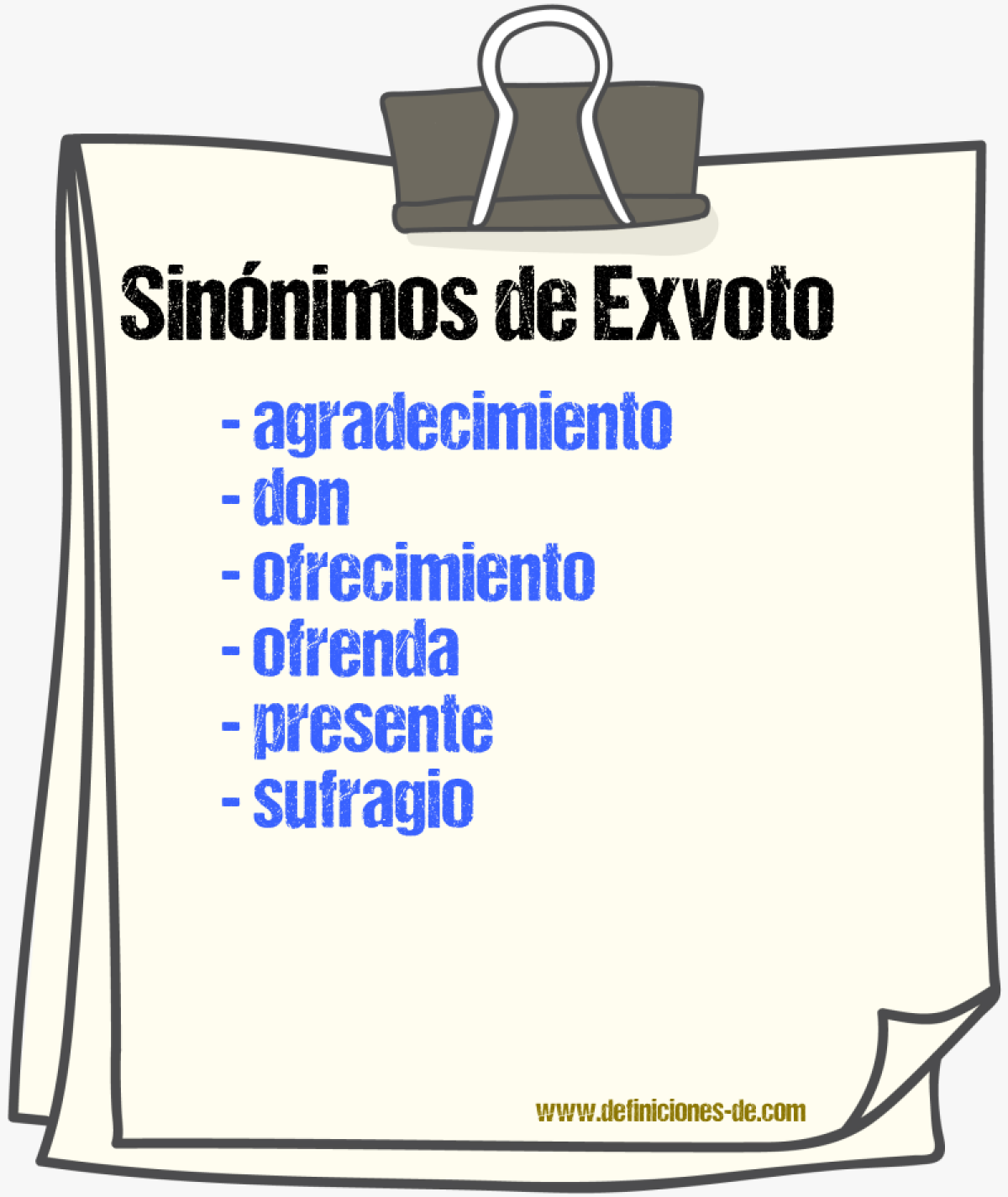 Sinnimos de exvoto