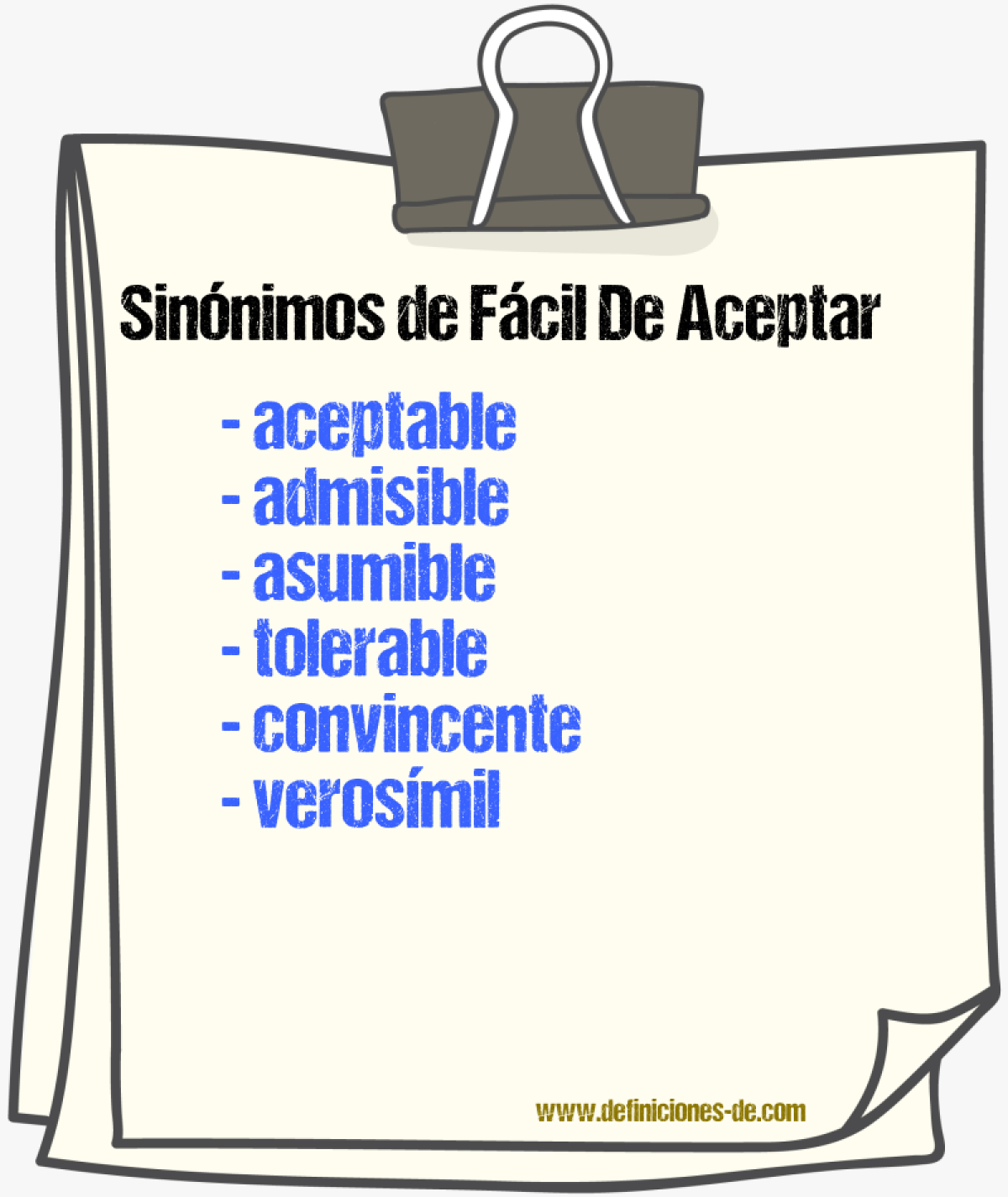 Sinónimos de fácil de aceptar