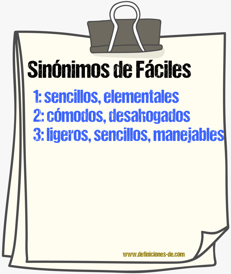 Sinónimos de fáciles