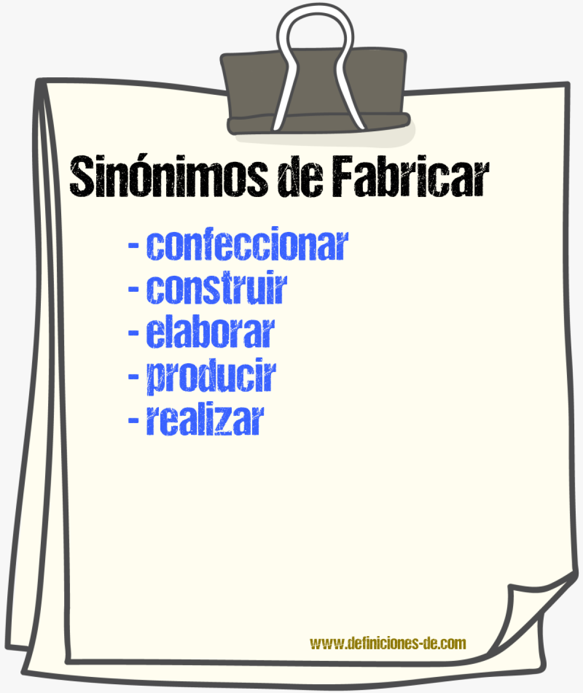 Sinnimos de fabricar