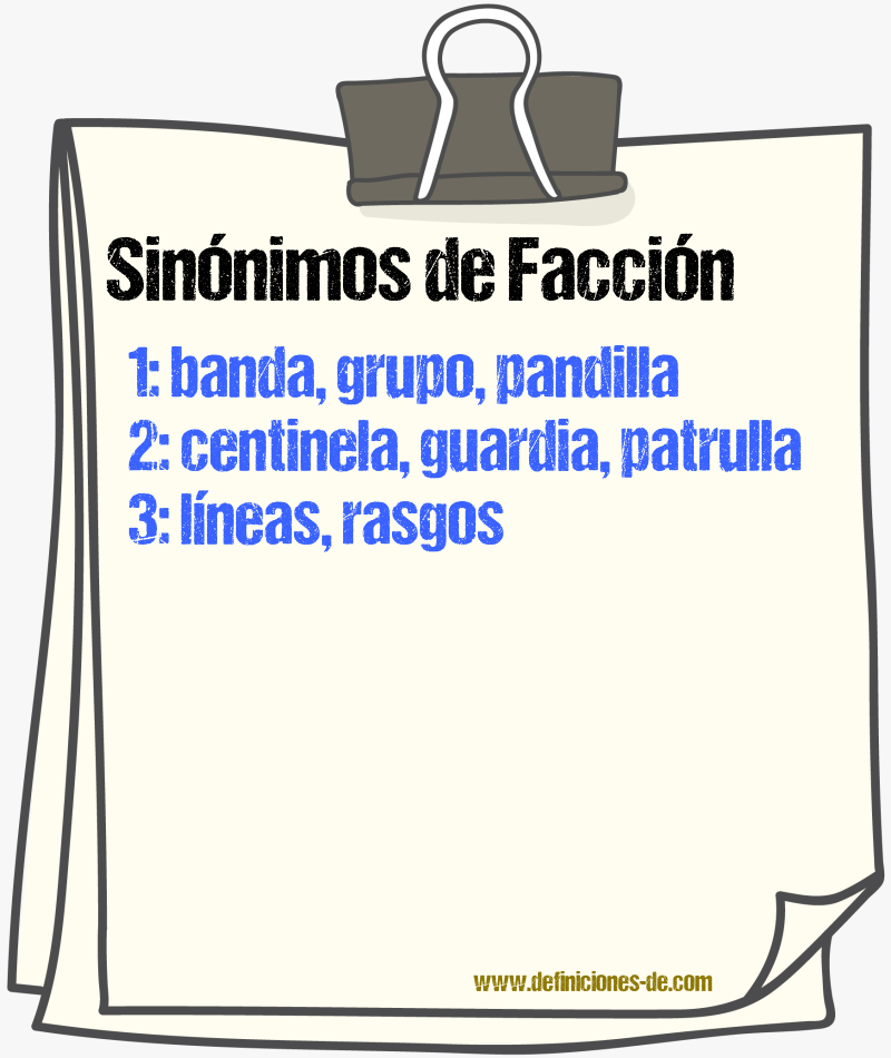 Sinónimos de facción