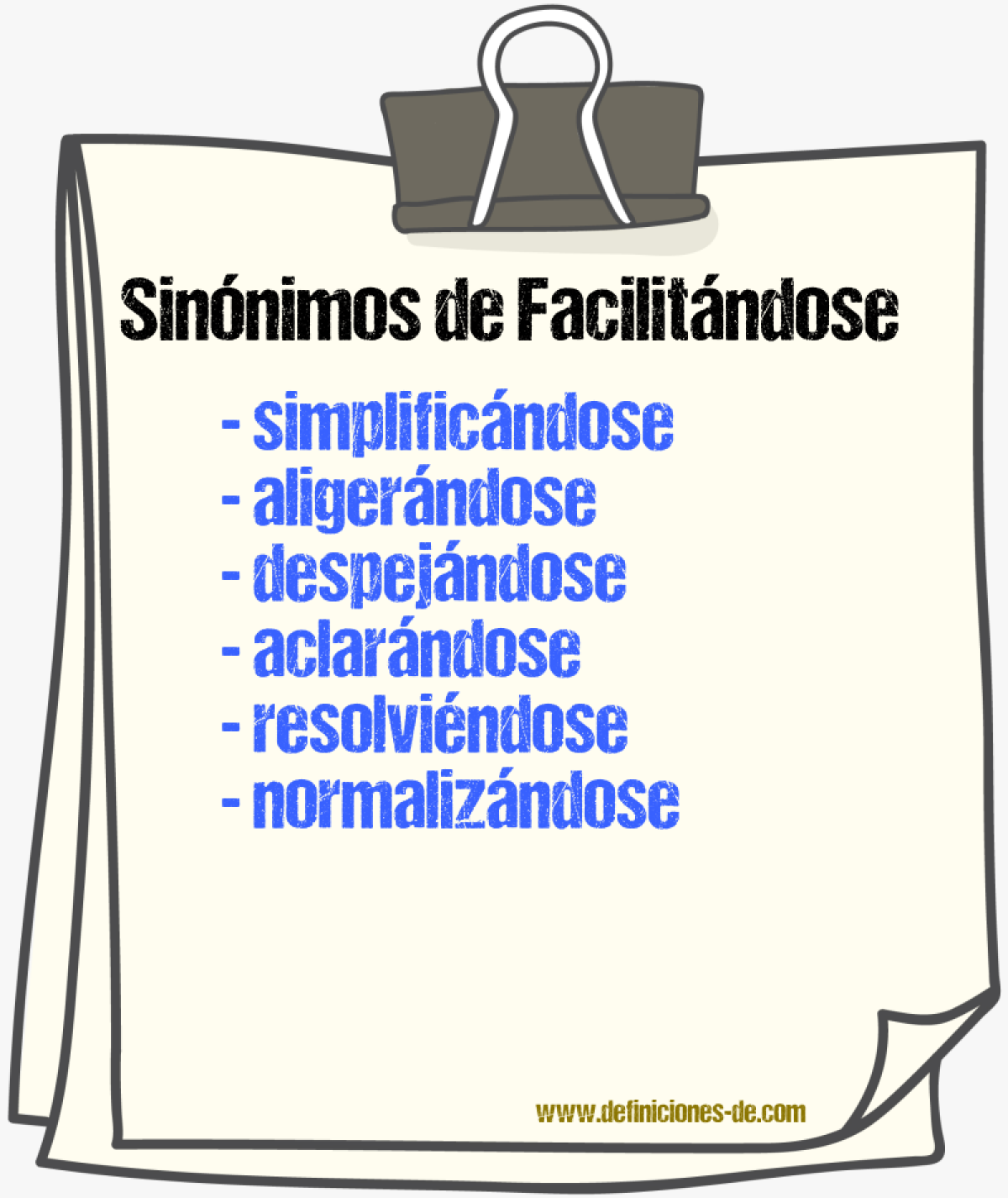 Sinónimos de facilitándose