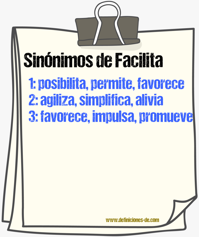 Sinónimos de facilita