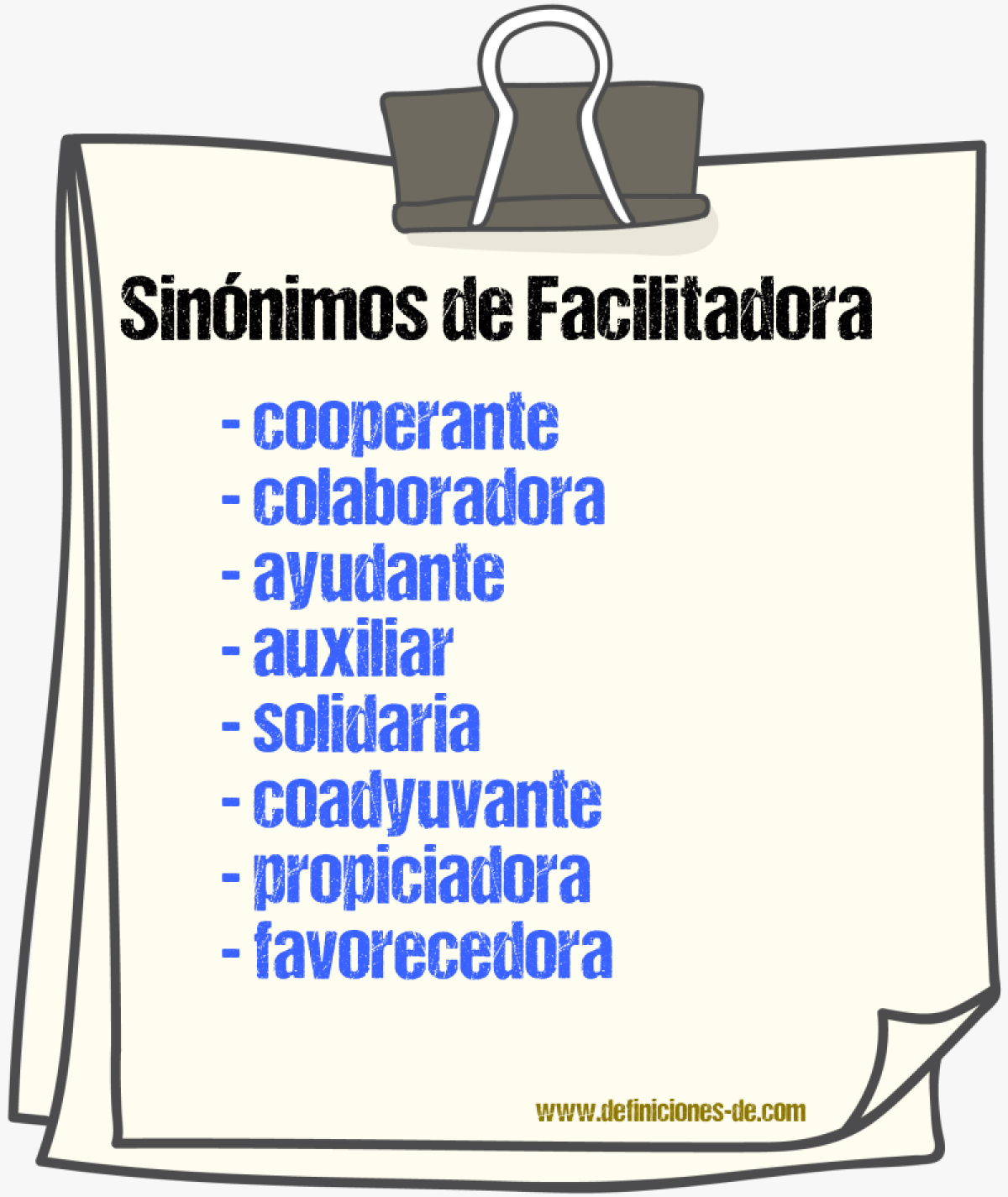 Sinónimos de facilitadora