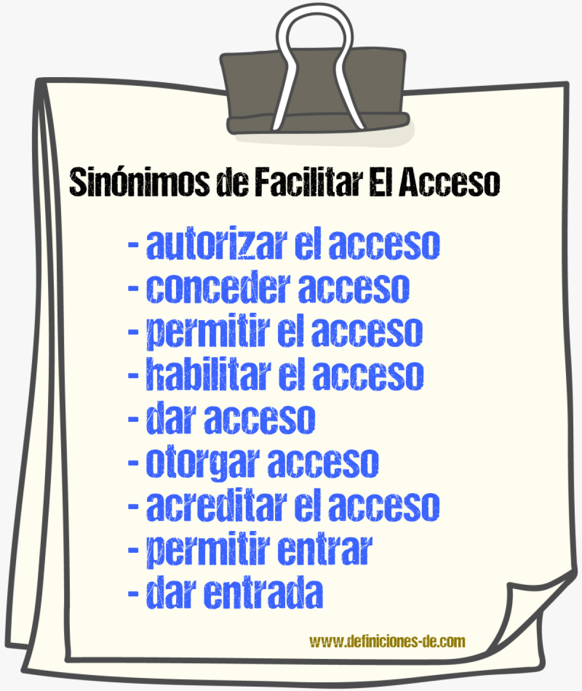 Sinónimos de facilitar el acceso