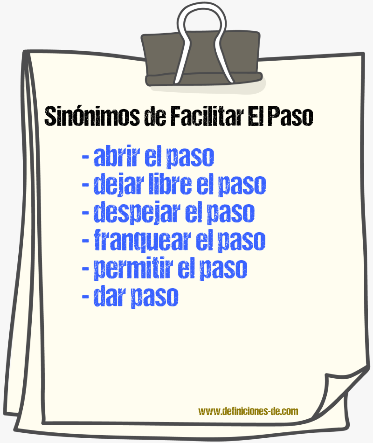 Sinónimos de facilitar el paso