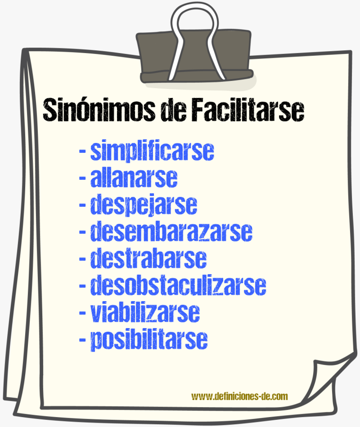 Sinónimos de facilitarse