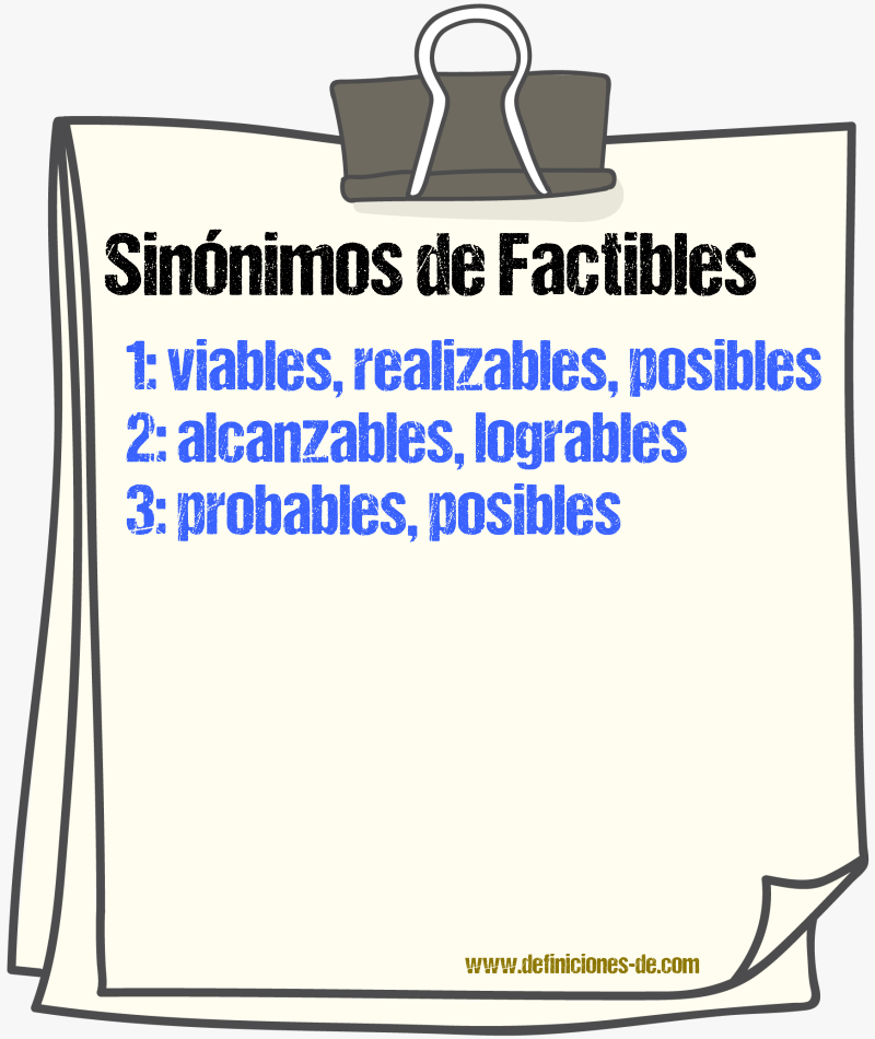 Sinónimos de factibles