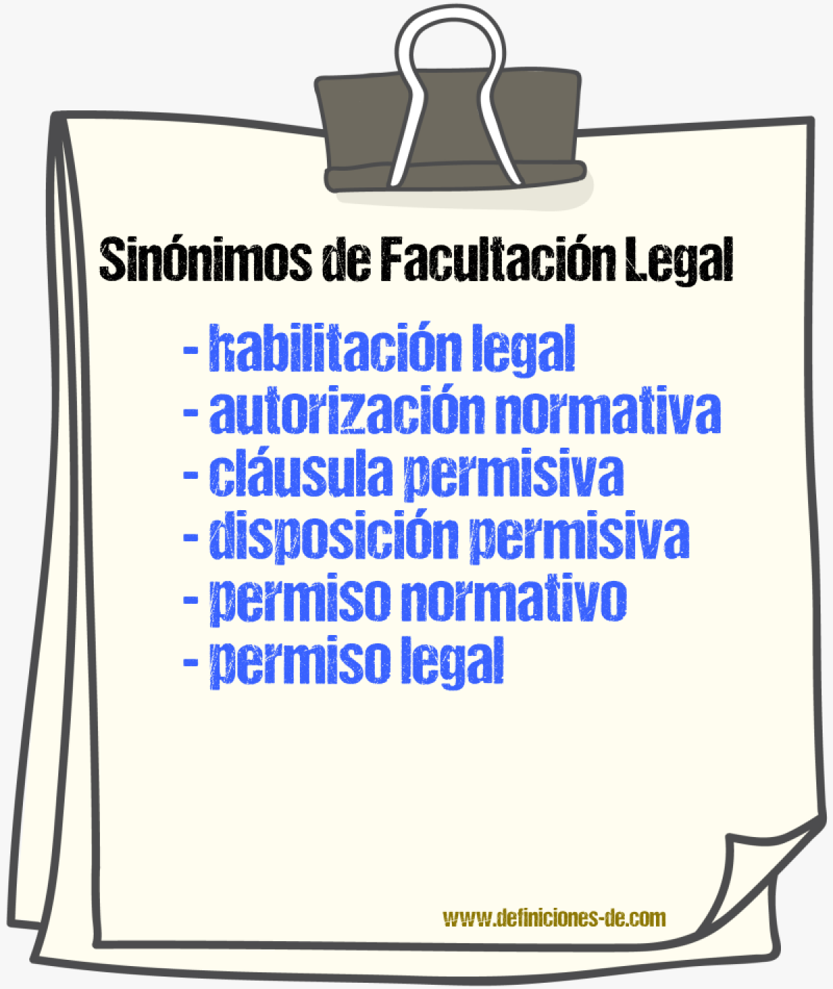 Sinónimos de facultación legal