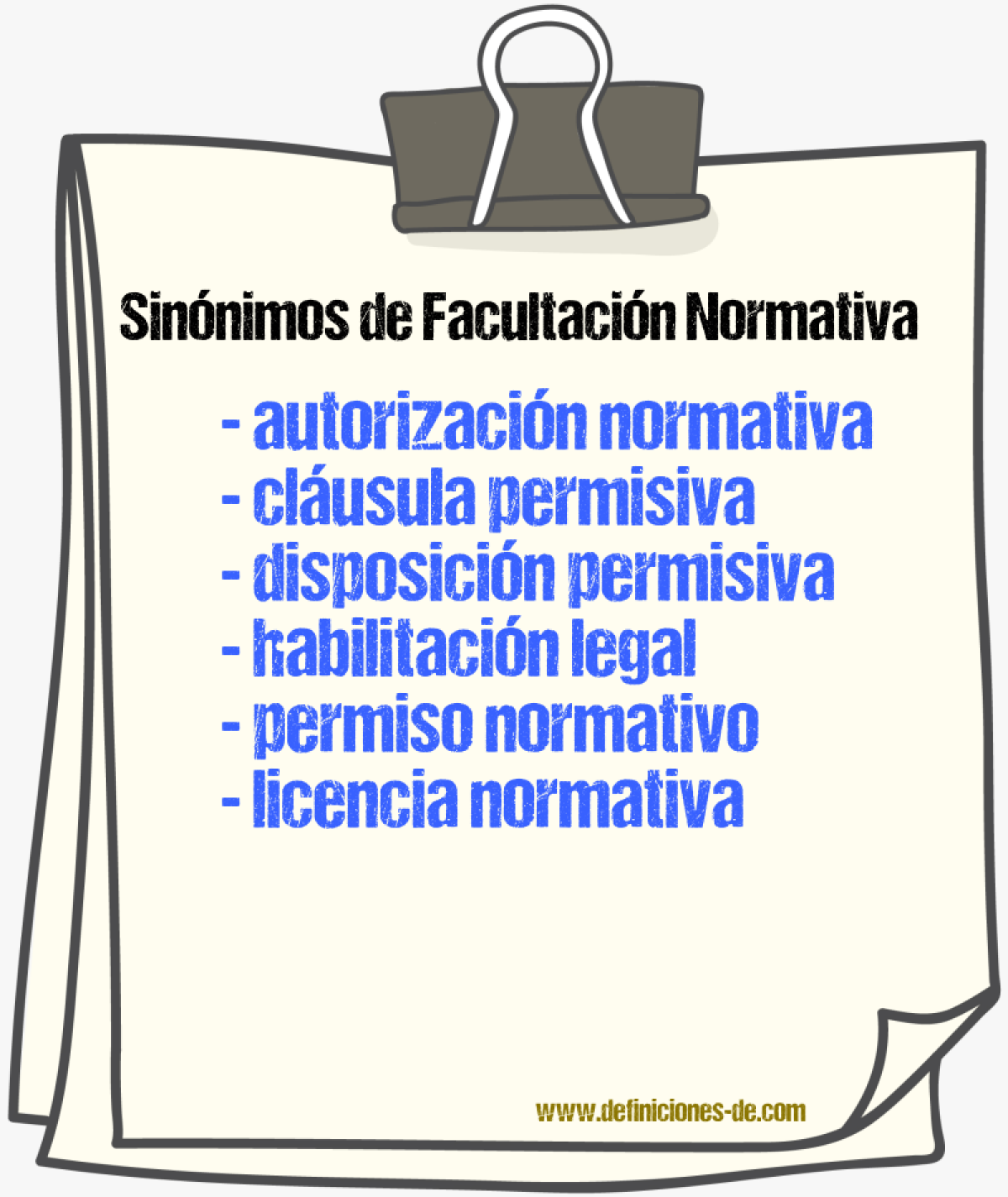 Sinónimos de facultación normativa