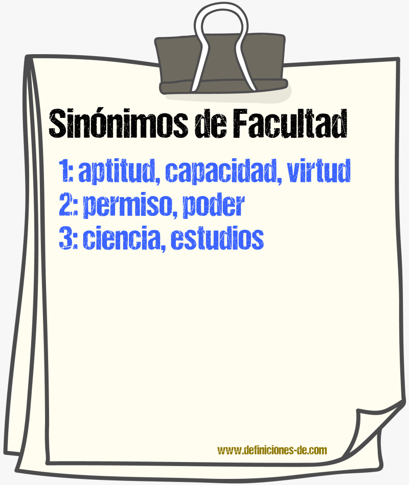 Sinnimos de facultad