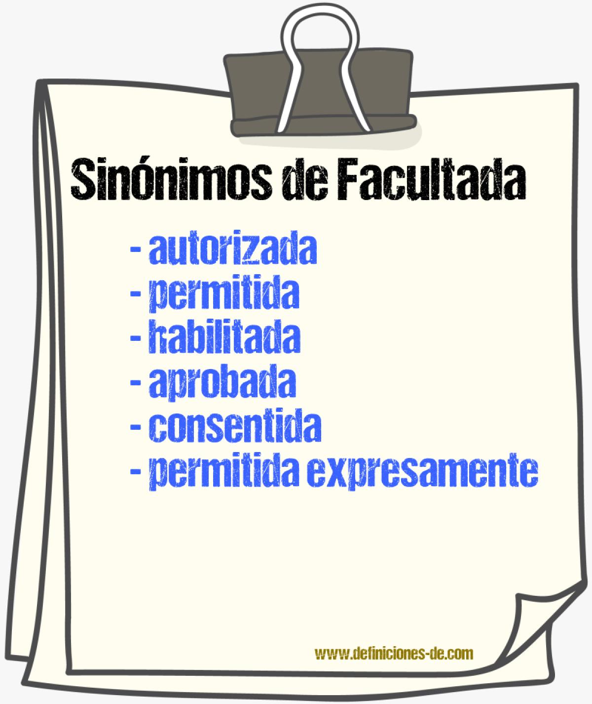 Sinónimos de facultada