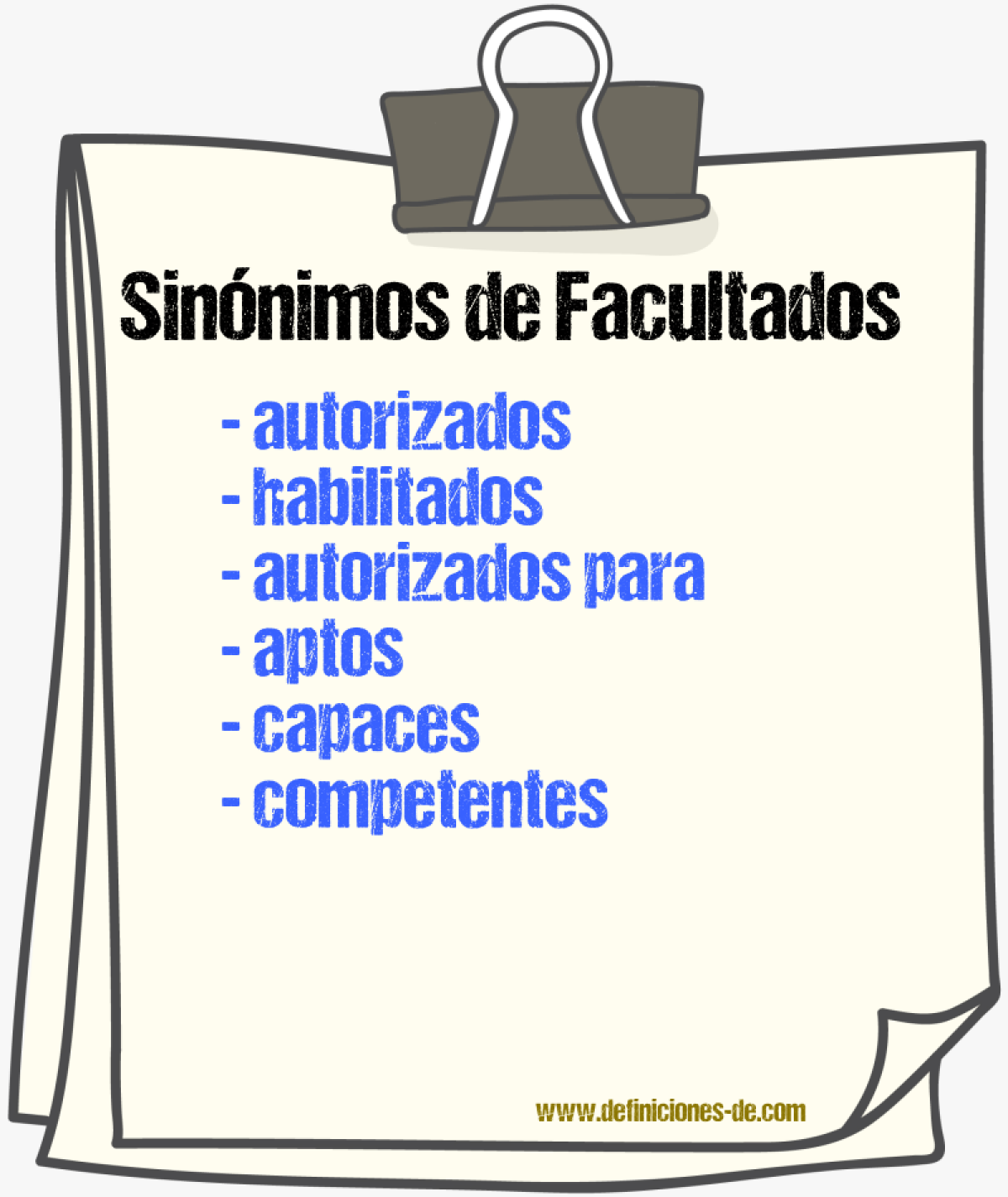 Sinónimos de facultados
