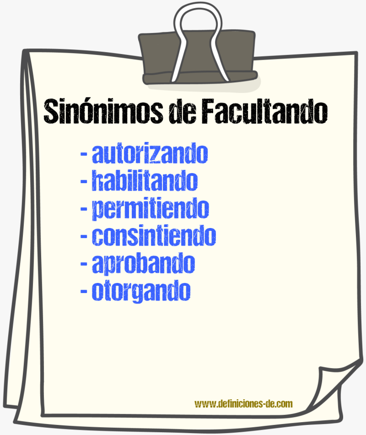 Sinónimos de facultando