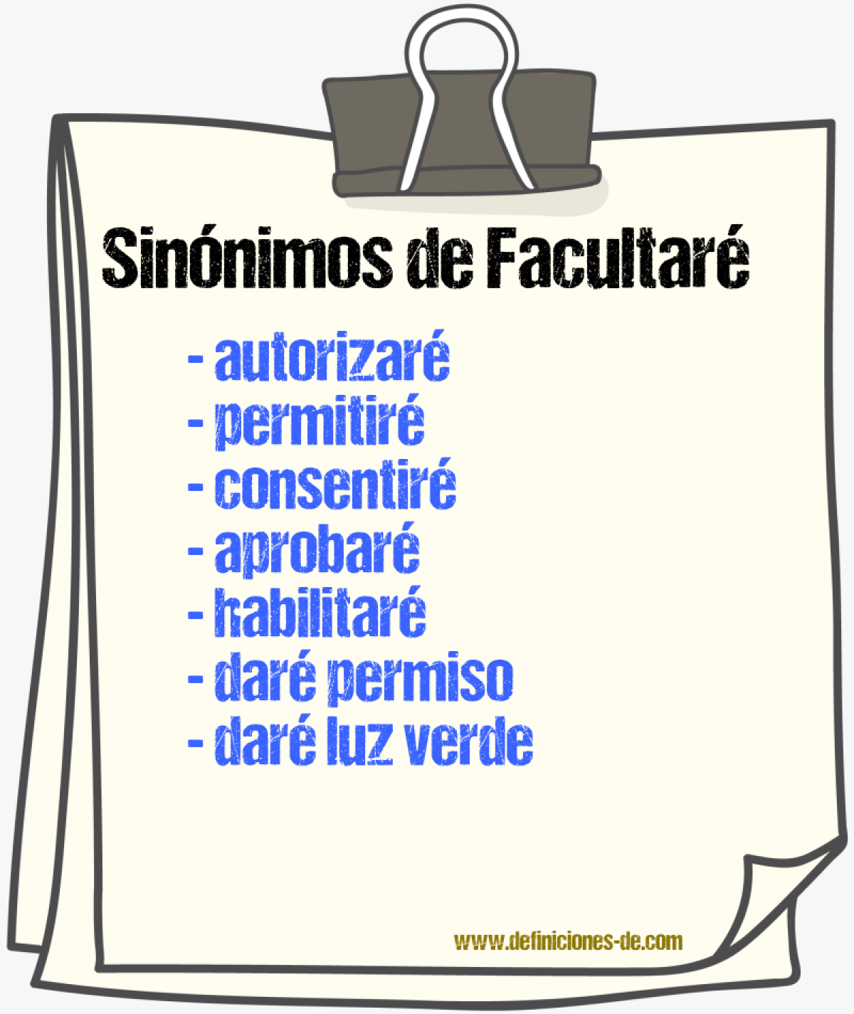 Sinónimos de facultaré