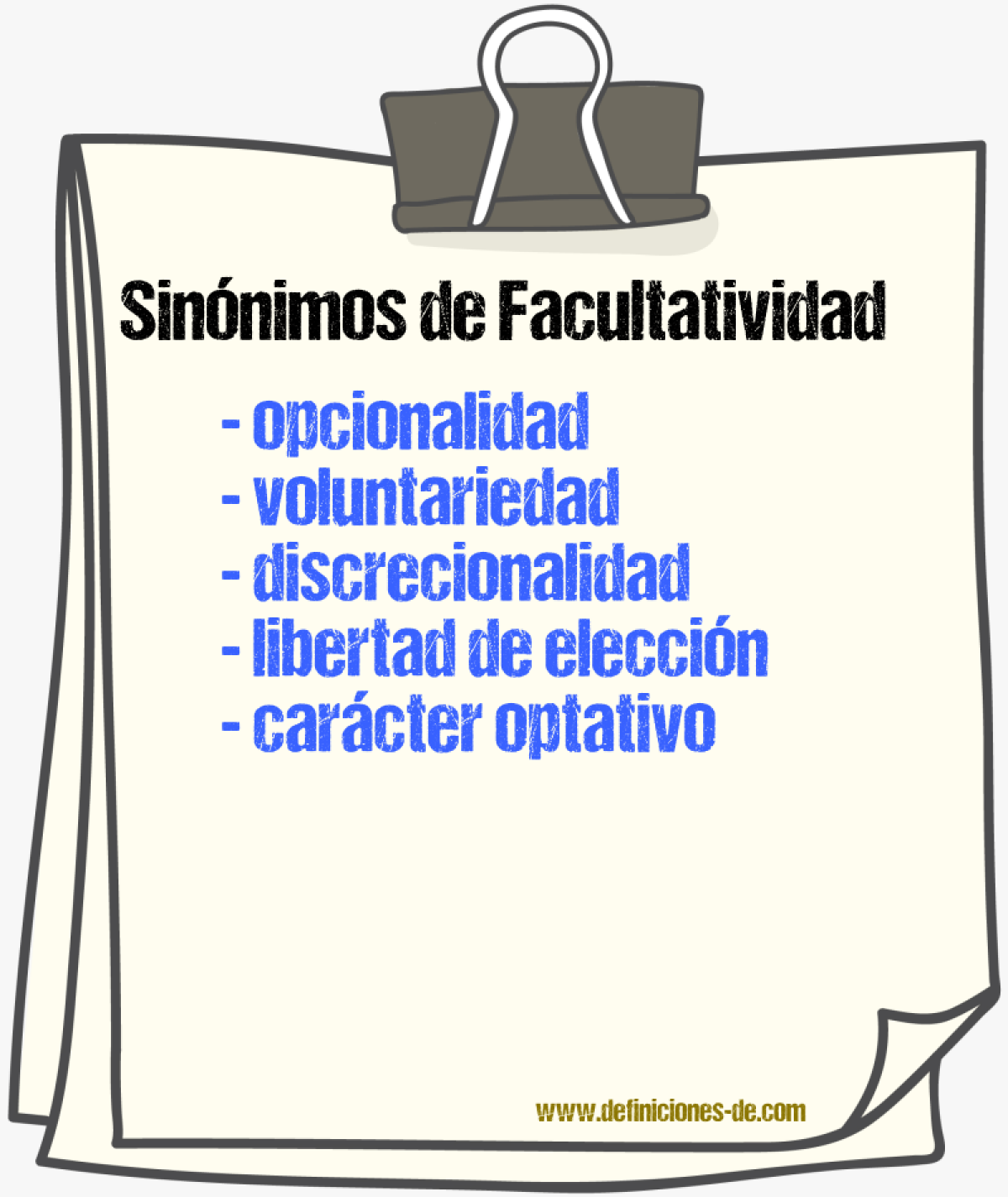 Sinónimos de facultatividad