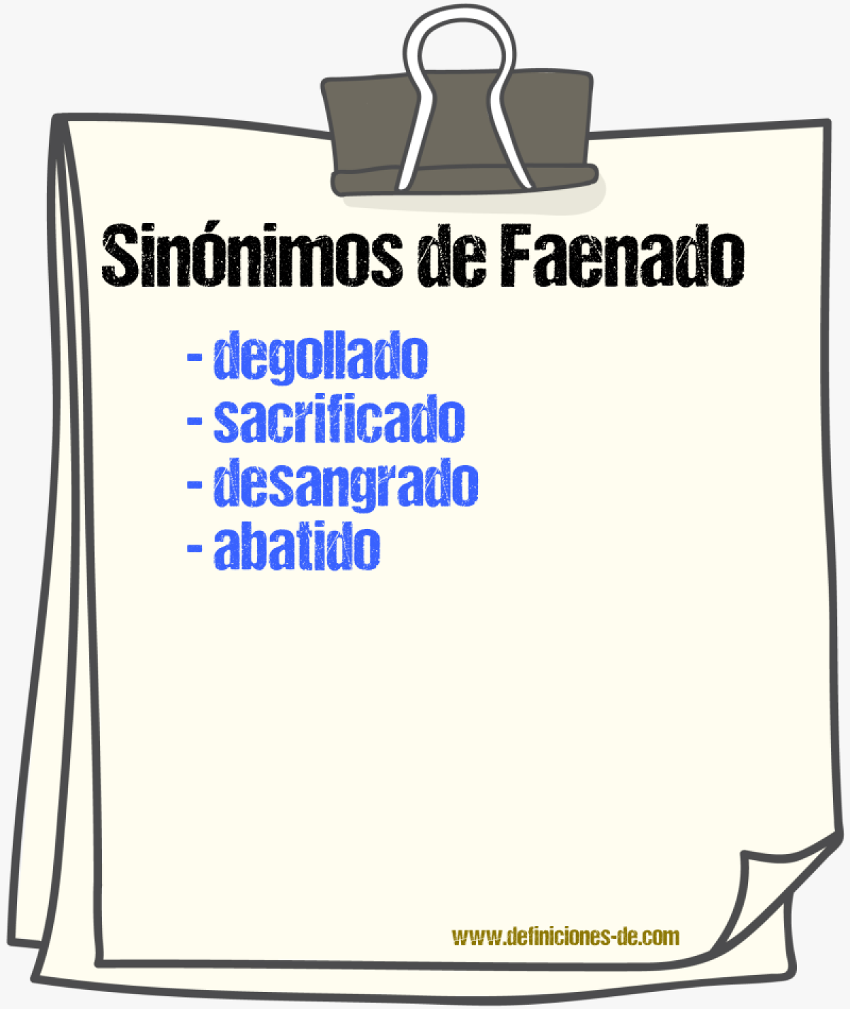 Sinónimos de faenado
