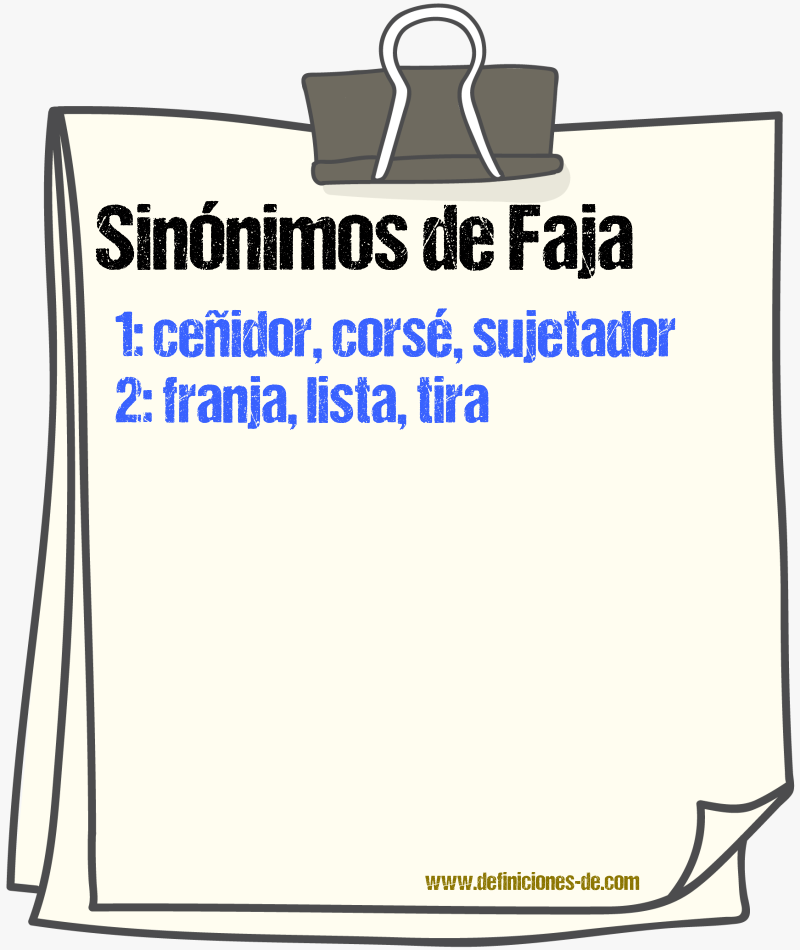 Sinnimos de faja