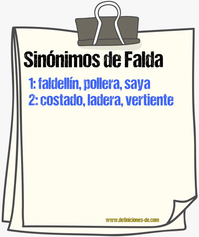 Sinnimos de falda