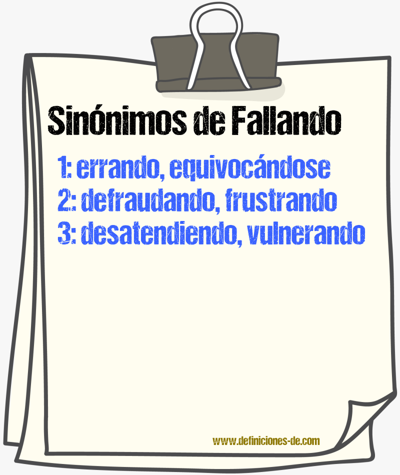 Sinónimos de fallando