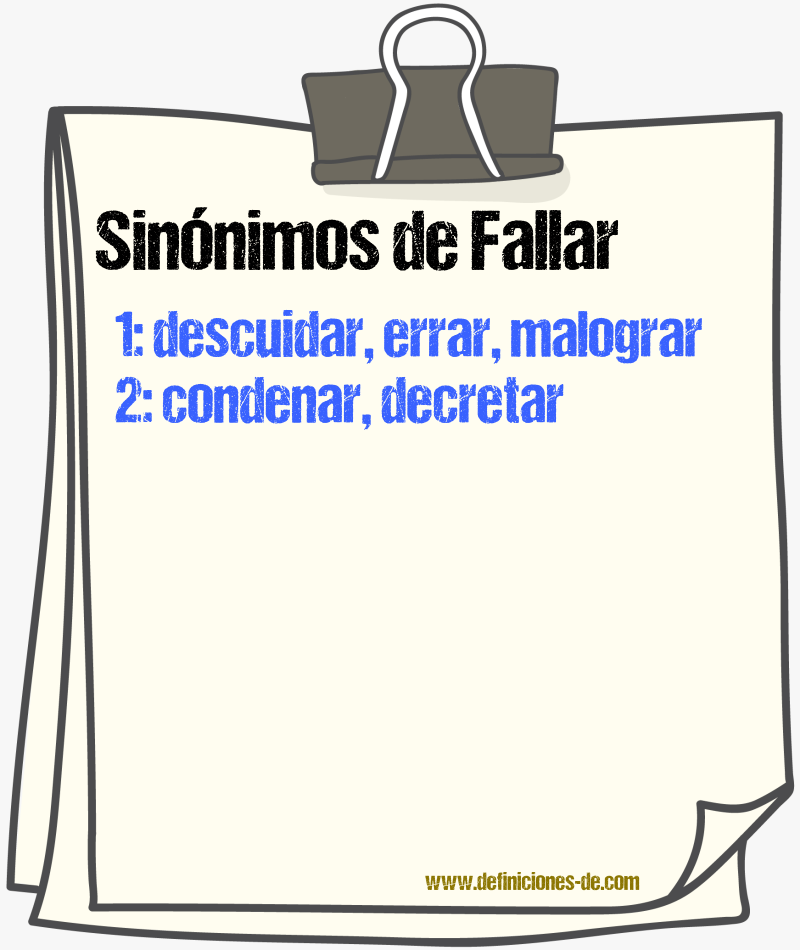 Sinnimos de fallar