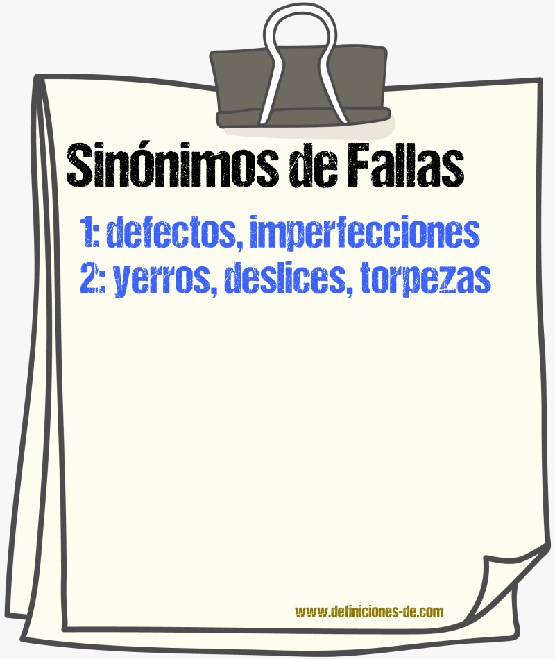 Sinónimos de fallas