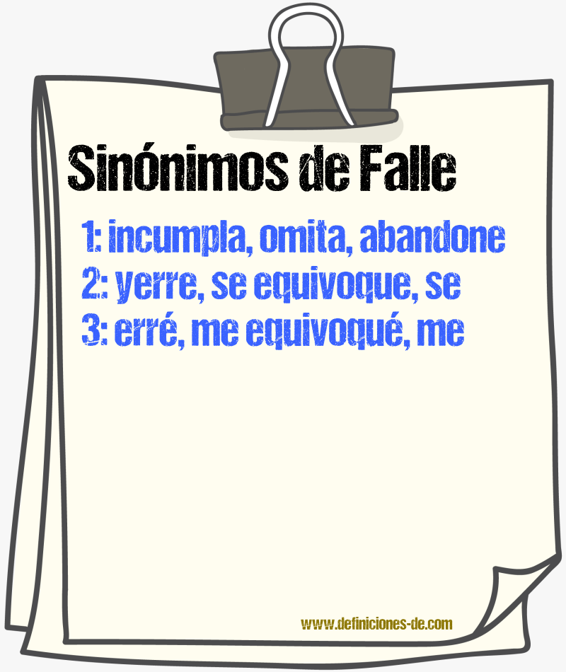 Sinónimos de falle