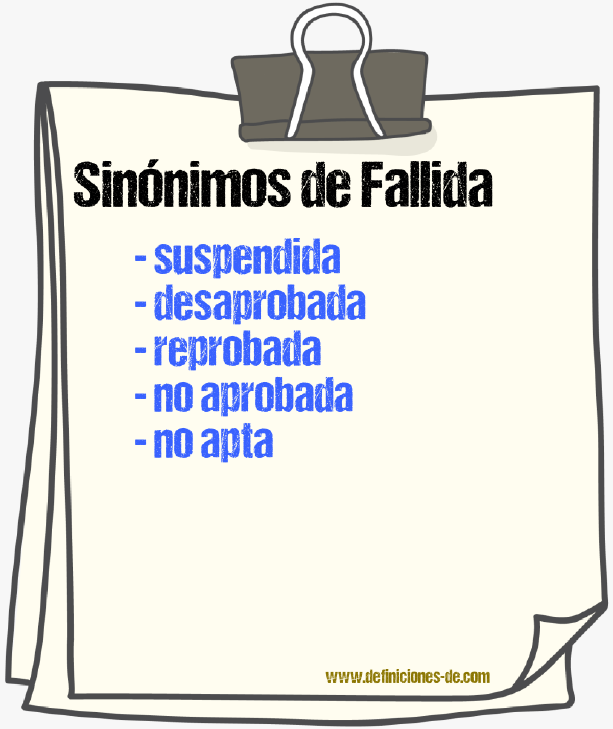 Sinónimos de fallida