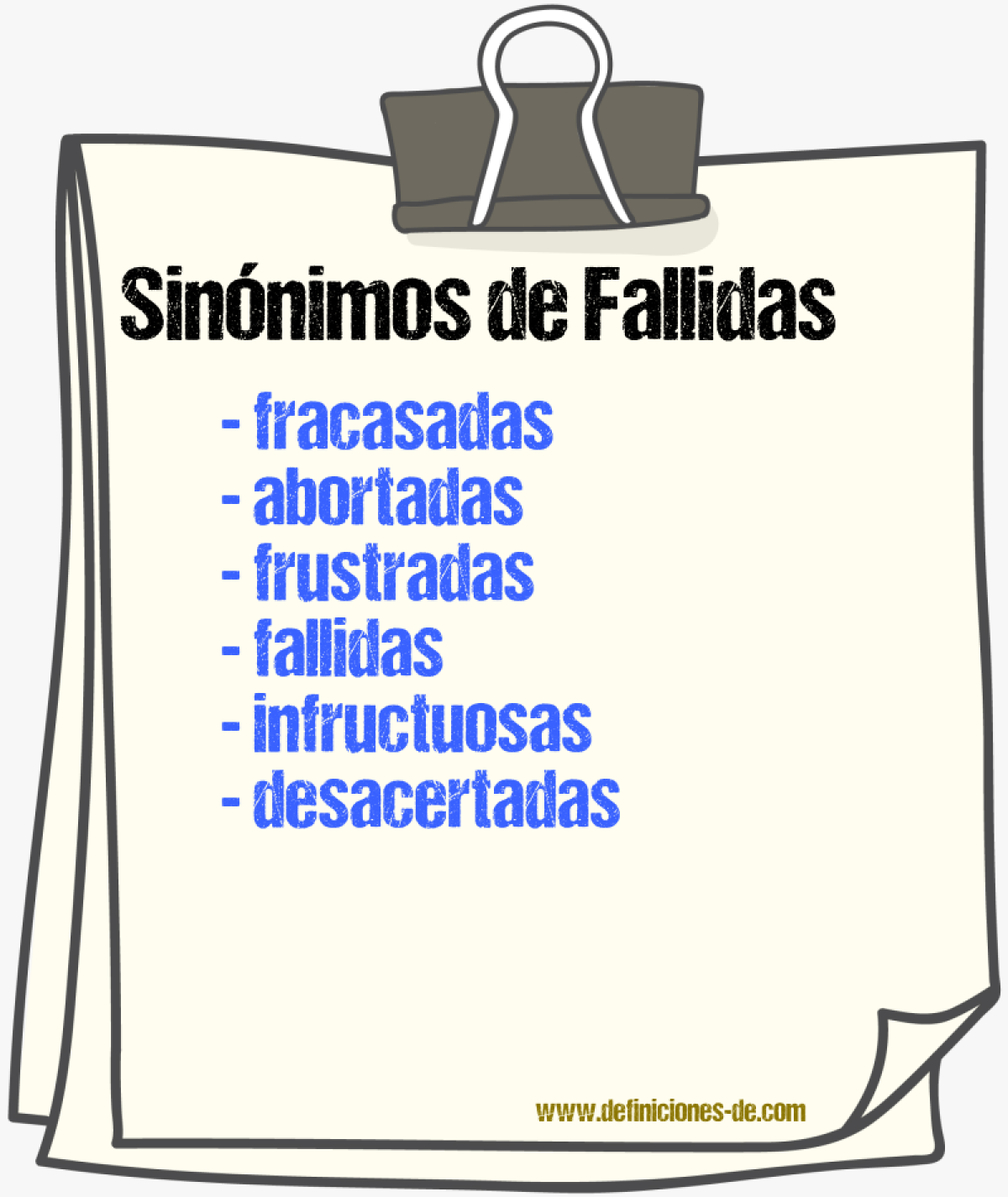 Sinónimos de fallidas