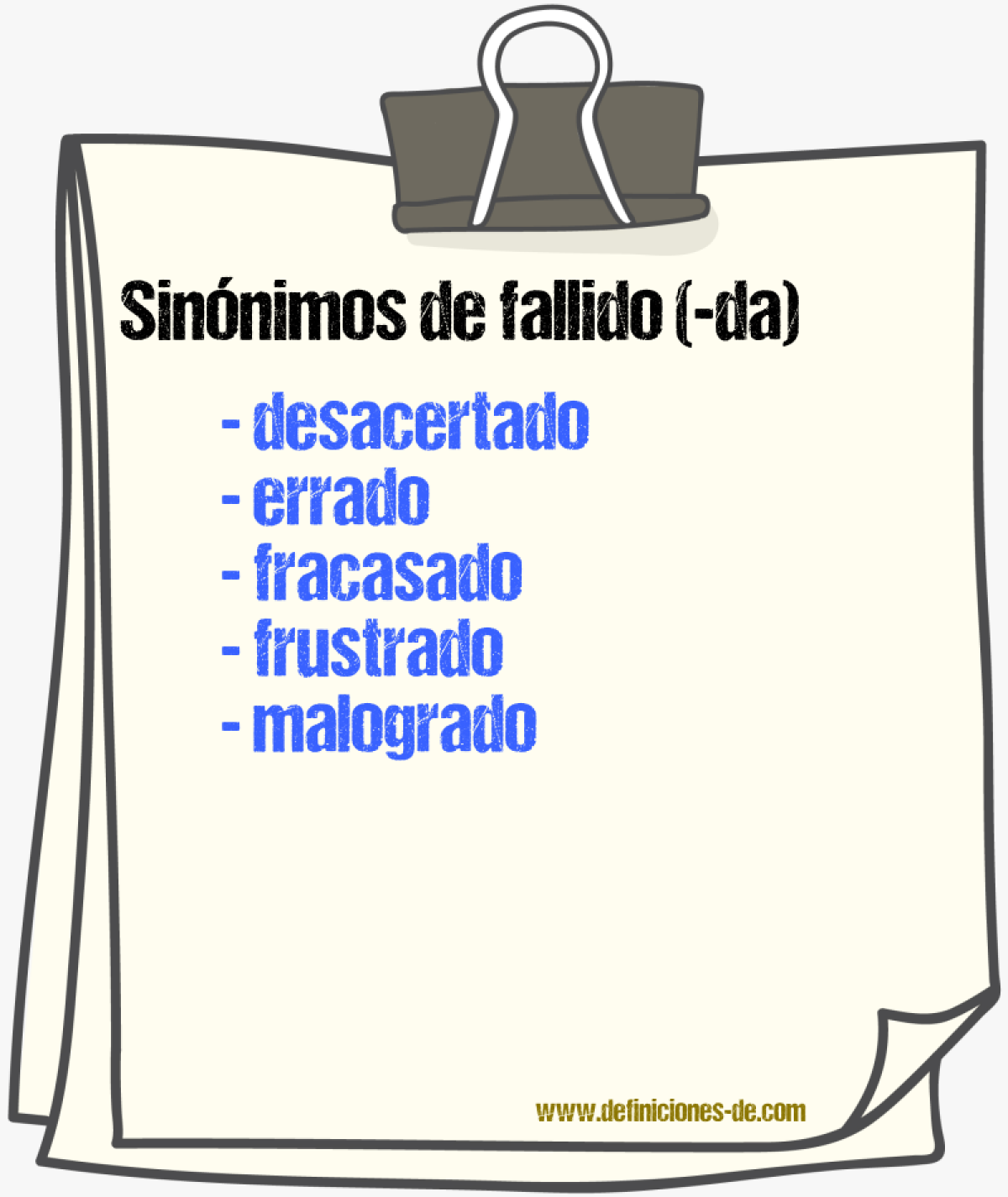 Sinnimos de fallido