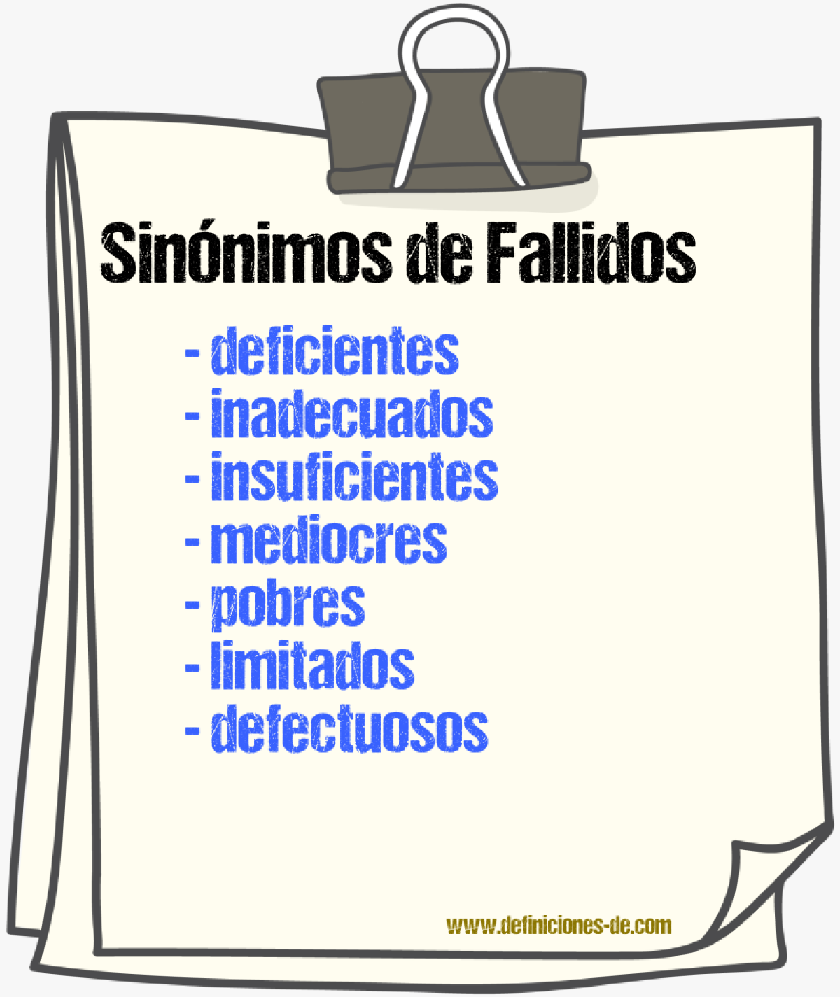 Sinónimos de fallidos