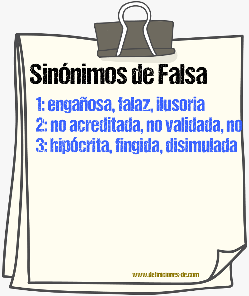 Sinónimos de falsa