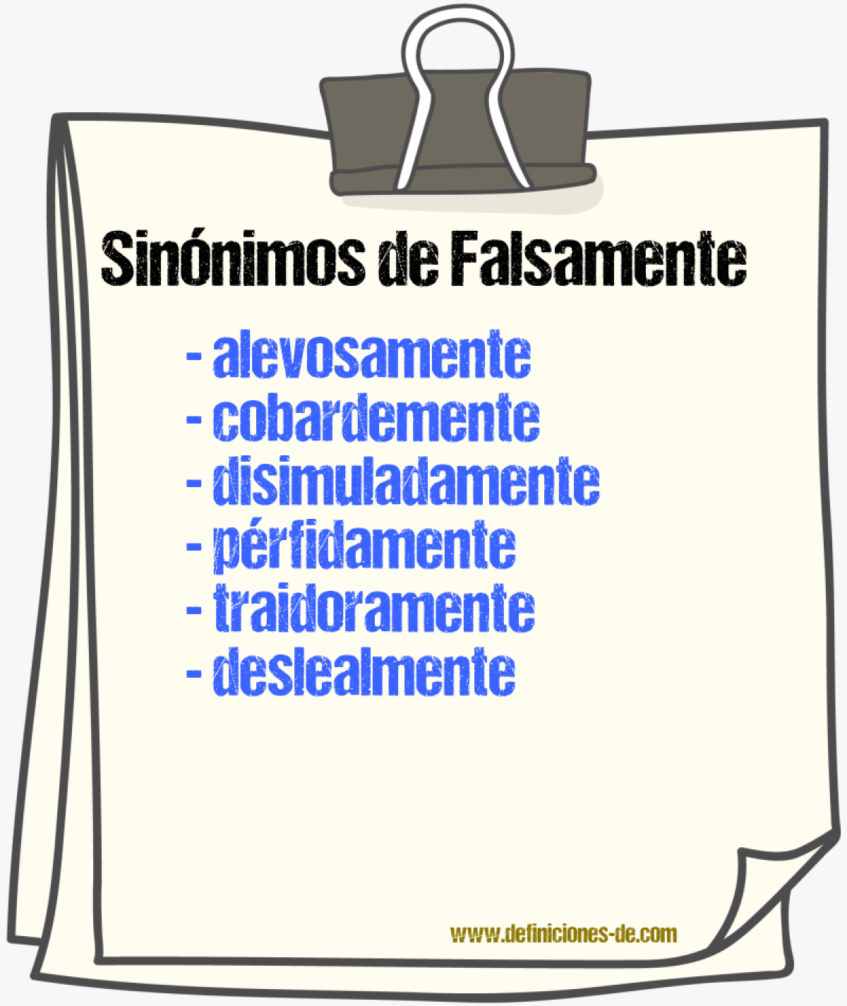 Sinnimos de falsamente