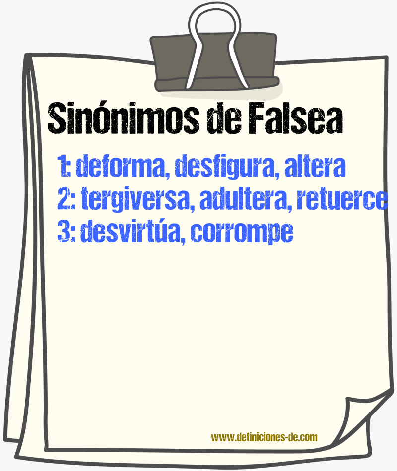 Sinónimos de falsea