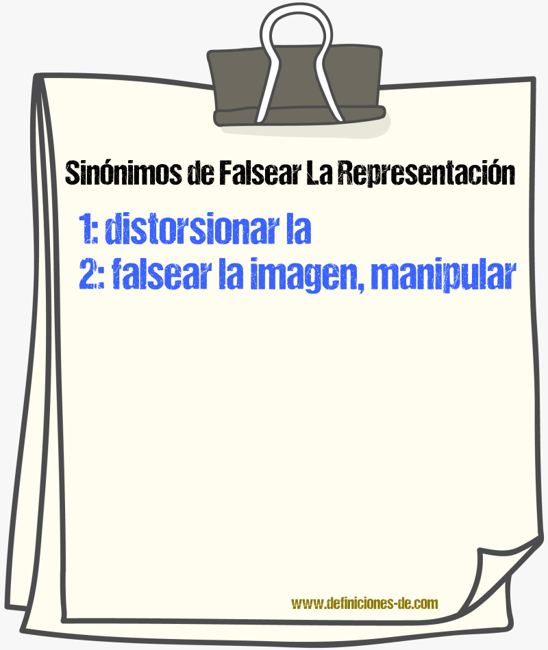 Sinónimos de falsear la representación
