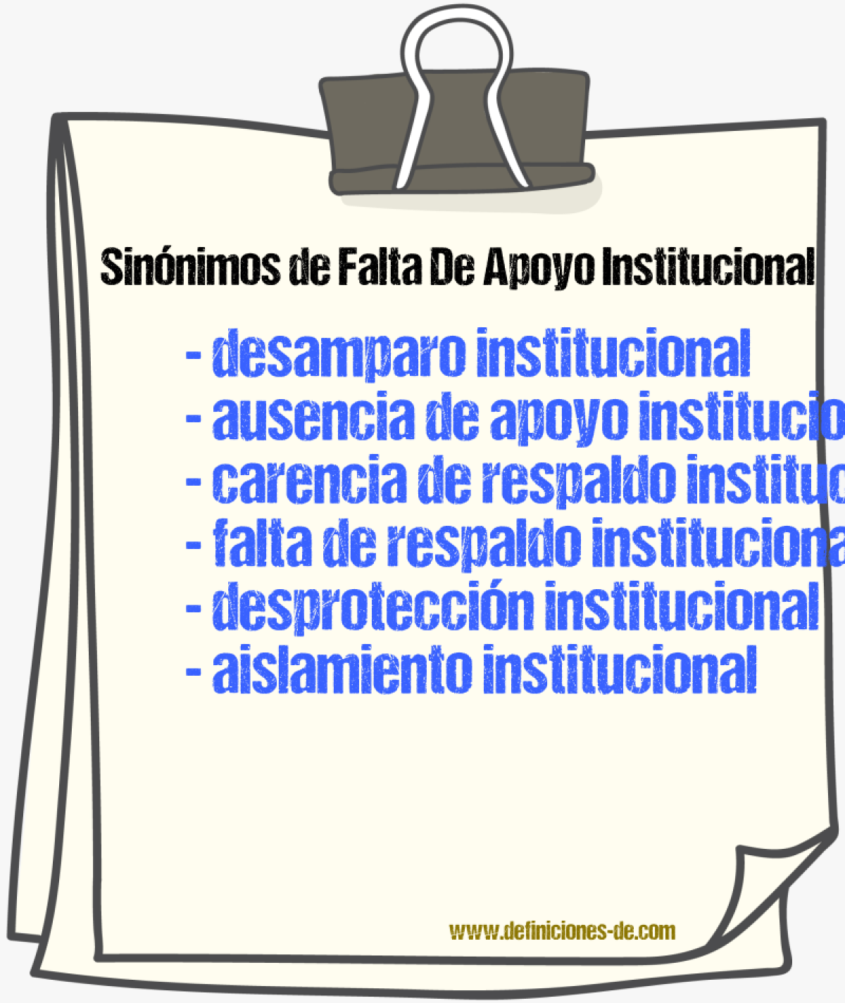 Sinónimos de falta de apoyo institucional