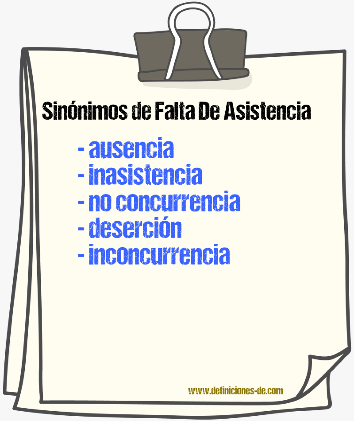 Sinónimos de falta de asistencia
